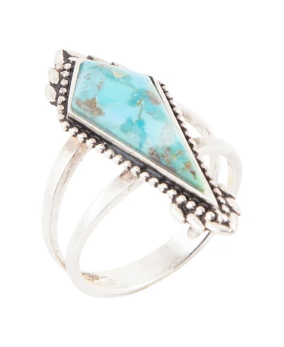 Barse Anemone Blue Turquoise and Silver Statement Ring
