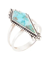 Barse Anemone Blue Turquoise and Silver Statement Ring