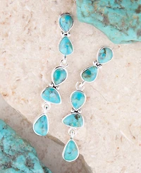 Barse Durango Blue Turquoise and Silver Linear Post Earrings