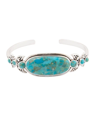 Barse Emile Blue Turquoise Silver Cuff Bracelet