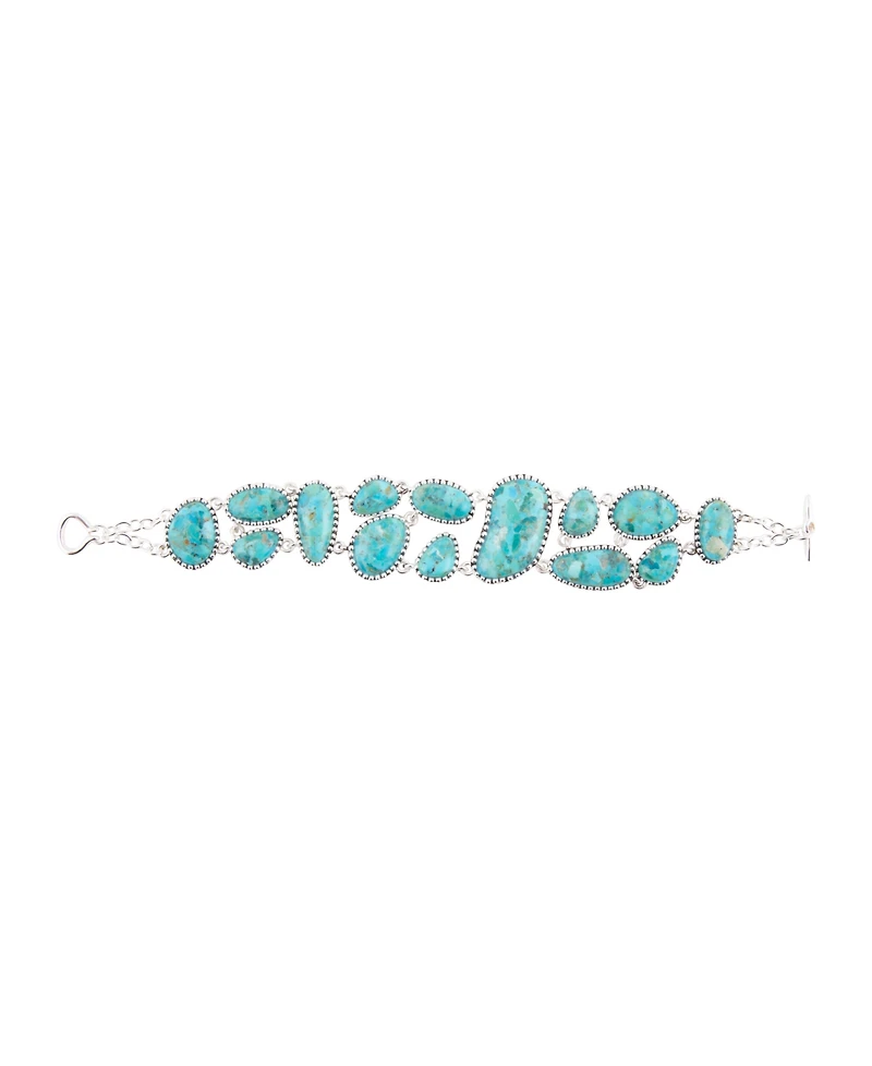 Barse Refined Blue Turquoise Silver Link Bracelet