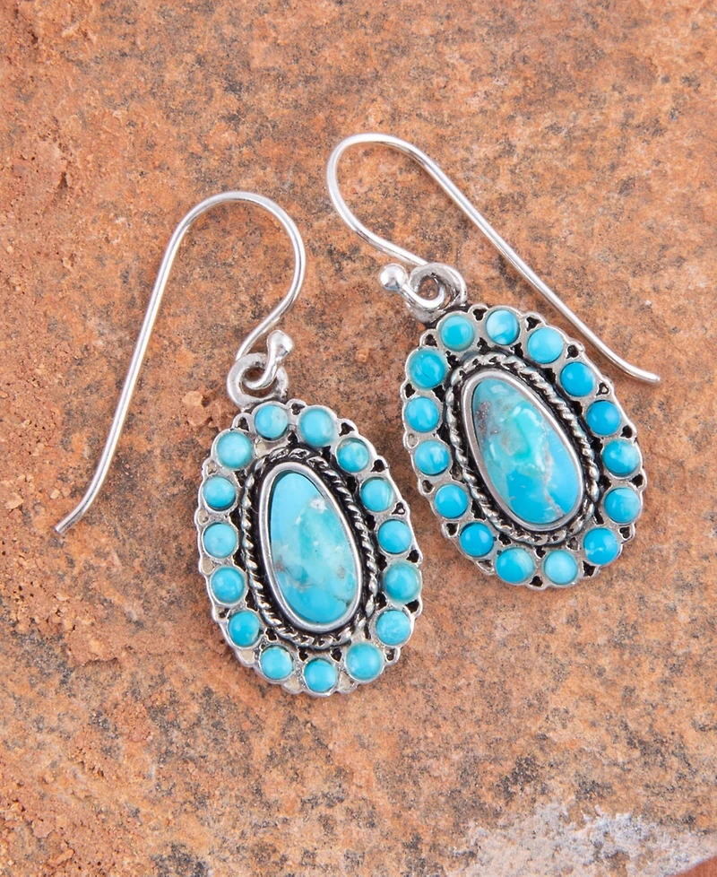 Barse Little Sedona Blue Turquoise and Silver Drop Earrings