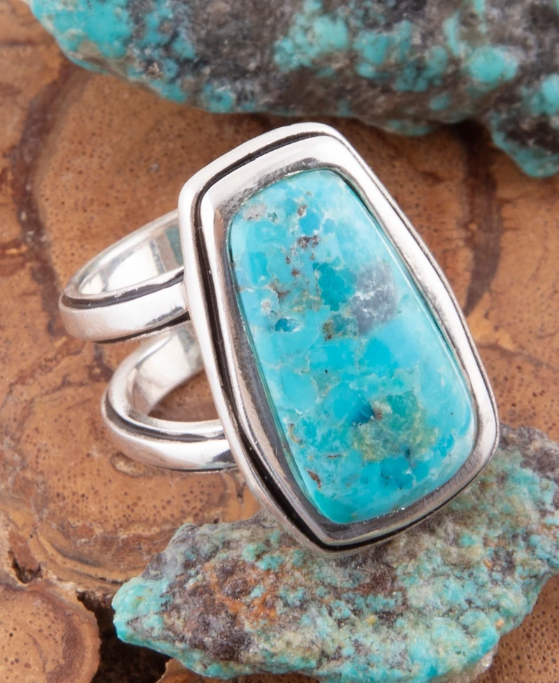Barse Art Blue Turquoise and Silver Statement Ring