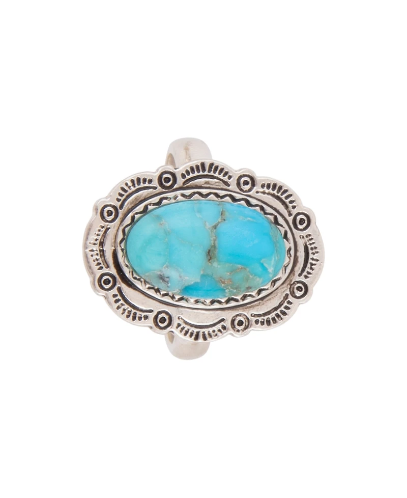 Barse Bronco Blue Turquoise Silver Concho Ring