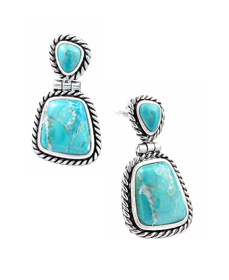 Barse Arizona Blue Turquoise and Silver Roped Earrings