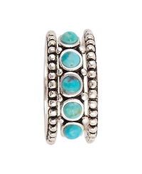 Barse Triple Blue Turquoise and Silver Stack Ring