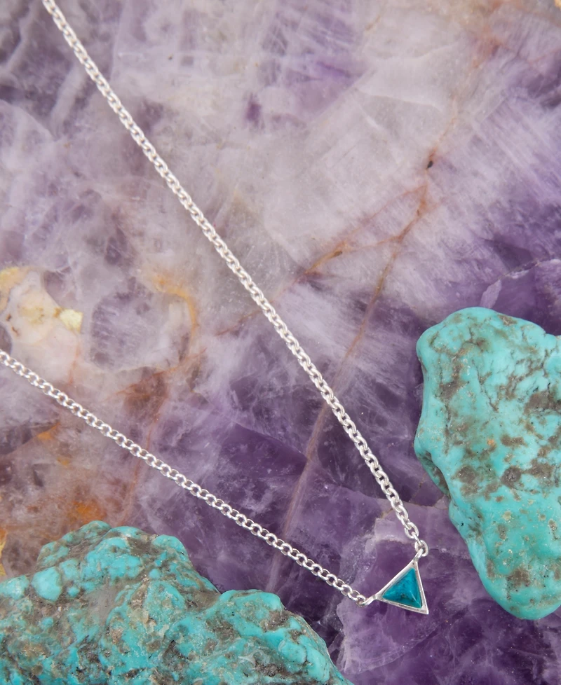 Barse Trident Blue Turquoise and Silver Necklace