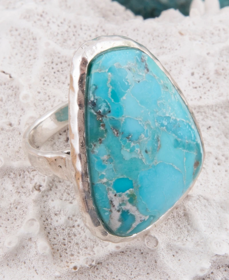 Barse Abstract Blue Turquoise and Silver Ring