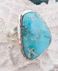 Barse Abstract Blue Turquoise and Silver Ring