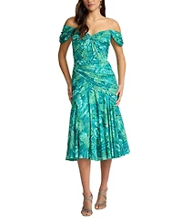 Tadashi Shoji Women's Cabbie Foliage Print Midi Dress