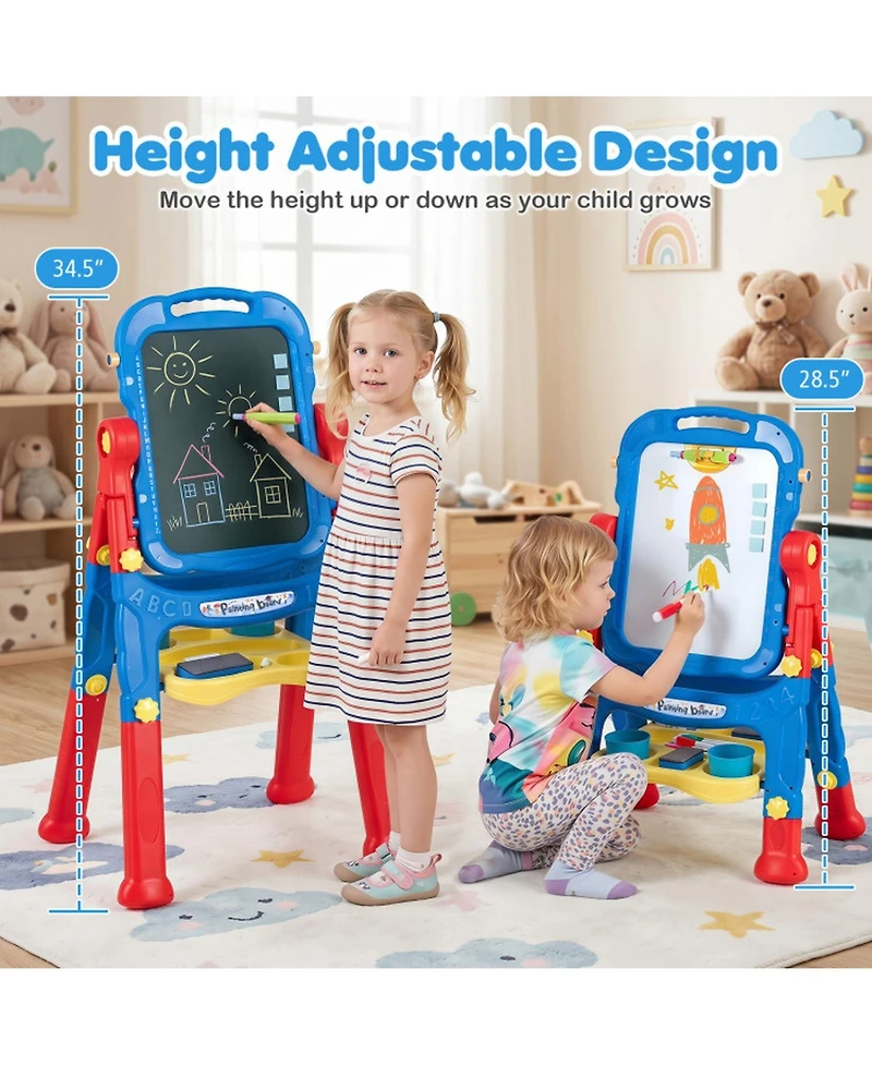 Sugift 4-in-1 Kids Art Easel with Adjustable Height