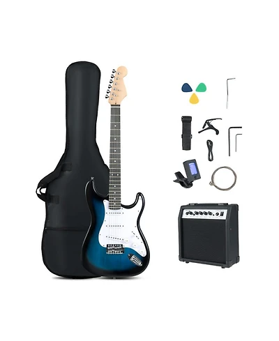 Hongge 39-Inch Full-Size Electric Guitar Beginner Kit with 15W Amplifier and Accessories