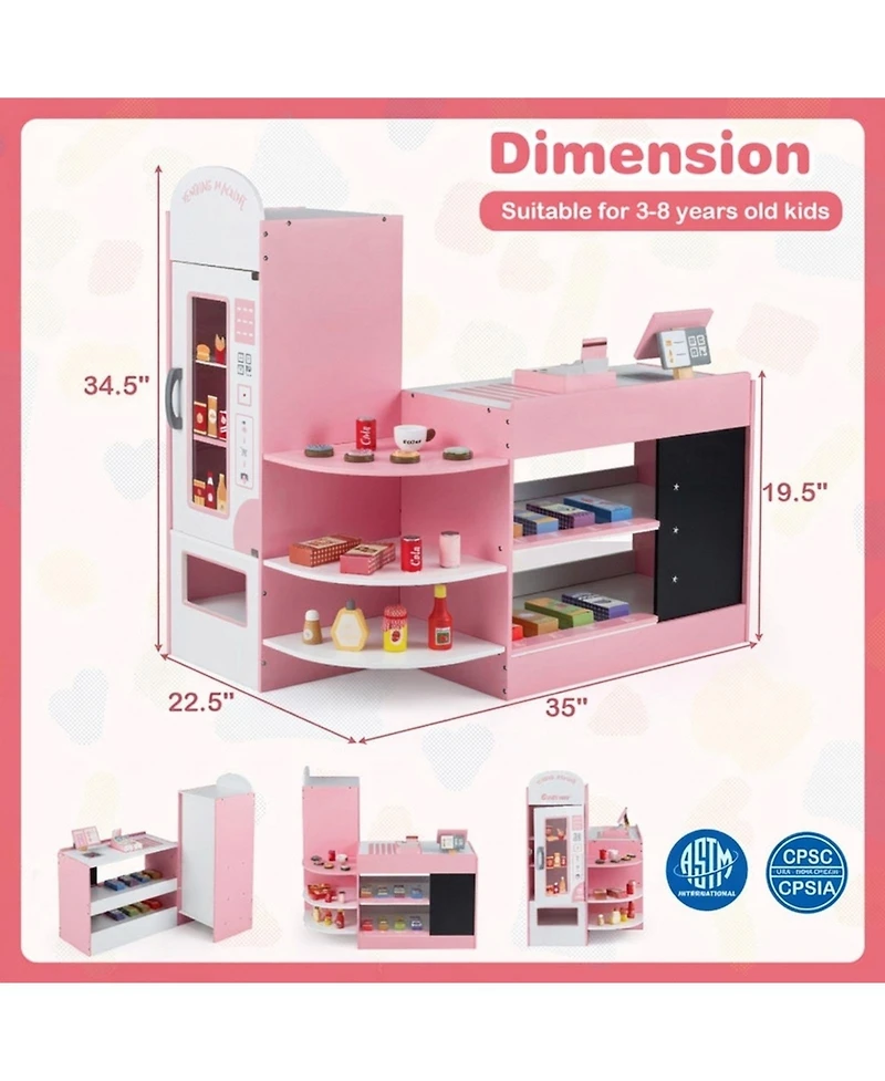 Sugift Kids Grocery Store Playset with Cash Register and Pos Machine