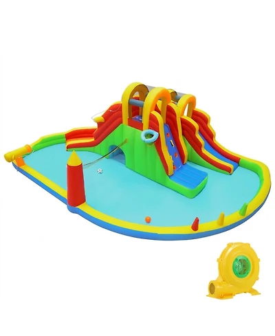 Hongge 8-in-1 Giant Inflatable Bounce House with 2 Long Slides, 420D Oxford Cloth, Up to 200 lbs, Ages 3-12
