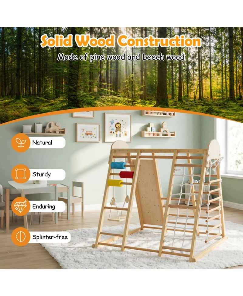 Hongge Ages 3+ 8-in-1 Foldable Wooden Indoor Jungle Gym