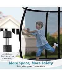 Hongge 8 ft Galvanized Steel Safety Enclosure Net Trampoline with Ladder, 880 lb Capacity, Ages 3+