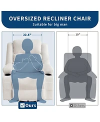 homfan Rocking Recliner for Adults Oversized 360degree(s) Swivel Manual | Soft Corduroy with Cup Holder Side Pockets Living Room