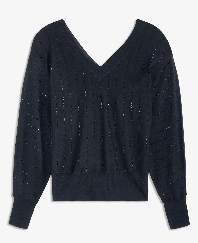 I.n.c. International Concepts Women's Embellished Double V-Neck Pullover, Macy's Exclusive