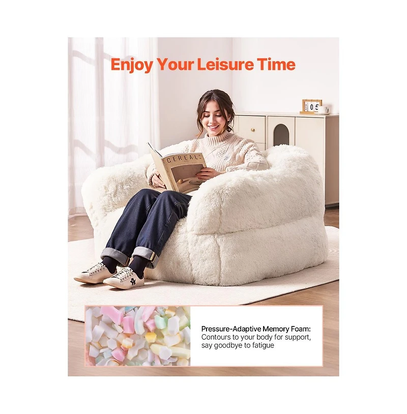 Slickblue Adult Bean Bag Chair with Armrests and High Density Foam Fill