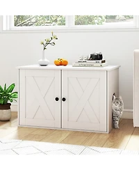 Hongge Hidden Cat Litter Box Enclosure Coffee Table with Divider