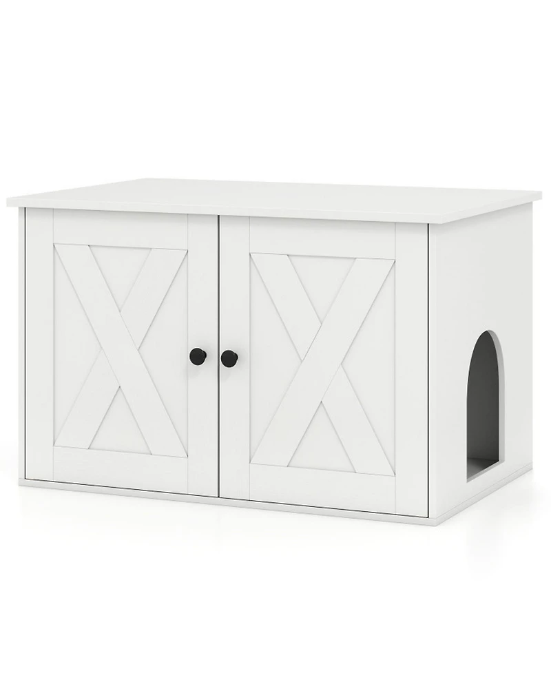 Hongge Hidden Cat Litter Box Enclosure Coffee Table with Divider