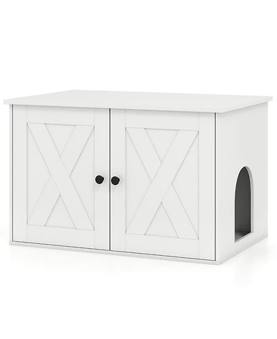 Hongge Hidden Cat Litter Box Enclosure Coffee Table with Divider