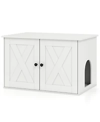 Hongge Hidden Cat Litter Box Enclosure Coffee Table with Divider