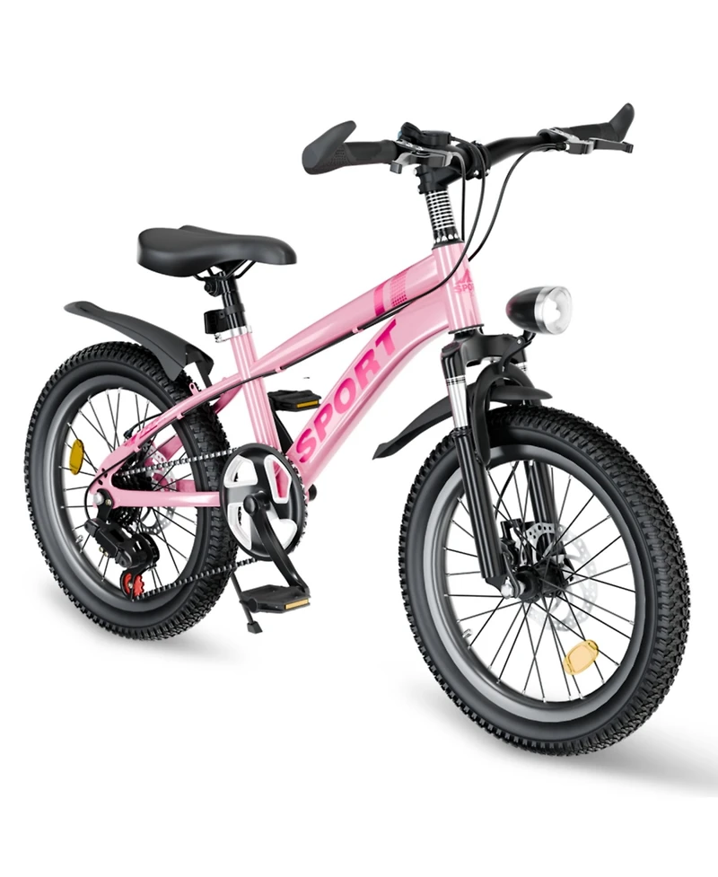 ECHTPeak 20 Inch Kids Mountain Bike for Boys and Girls Ages 7-12 - 7-Speed Gears, Dual Disc Brakes, Shock Absorber Front Fork, Led Light