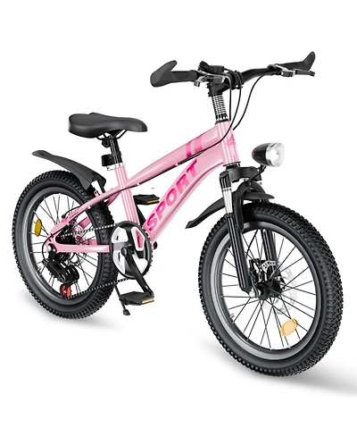 ECHTPeak 20 Inch Kids Mountain Bike for Boys and Girls Ages 7-12 - 7-Speed Gears, Dual Disc Brakes, Shock Absorber Front Fork, Led Light