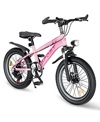 ECHTPeak 20 Inch Kids Mountain Bike for Boys and Girls Ages 7-12 - 7-Speed Gears, Dual Disc Brakes, Shock Absorber Front Fork, Led Light