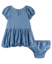 Levi's Baby Girls' Short-Sleeve Bubble Dress with Diaper cover, 2-Piece Set