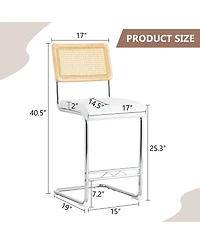 Flynama 2-Piece Wood Grain Bar Table Set with Pu Stools, Double Drawer Storage for Cafe