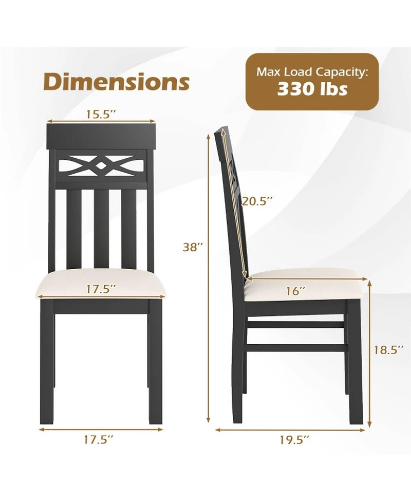 Sugift Set of 2 High Back Dining Room Chairs with Padded Seat and Rubber Wood Frame