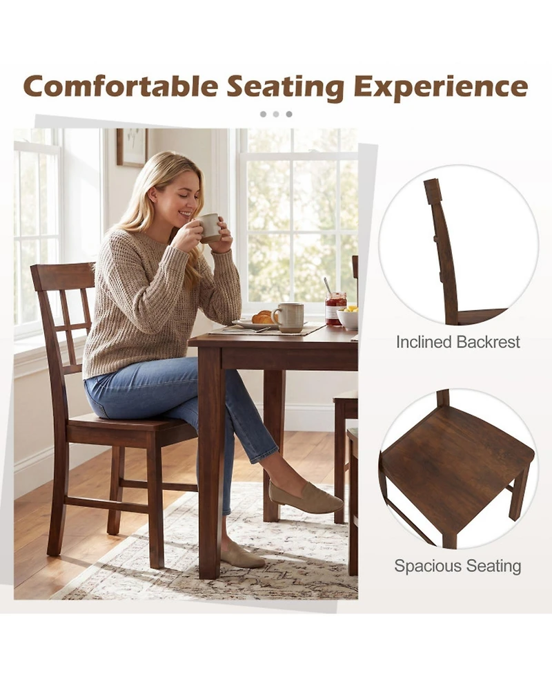 Sugift Set of 2 Rubber Wood Dining Chairs with High Backrests