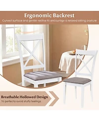 Sugift Set of 2 Rubber Wood Dining Chairs with Comfortable Backrest and Padded Seat