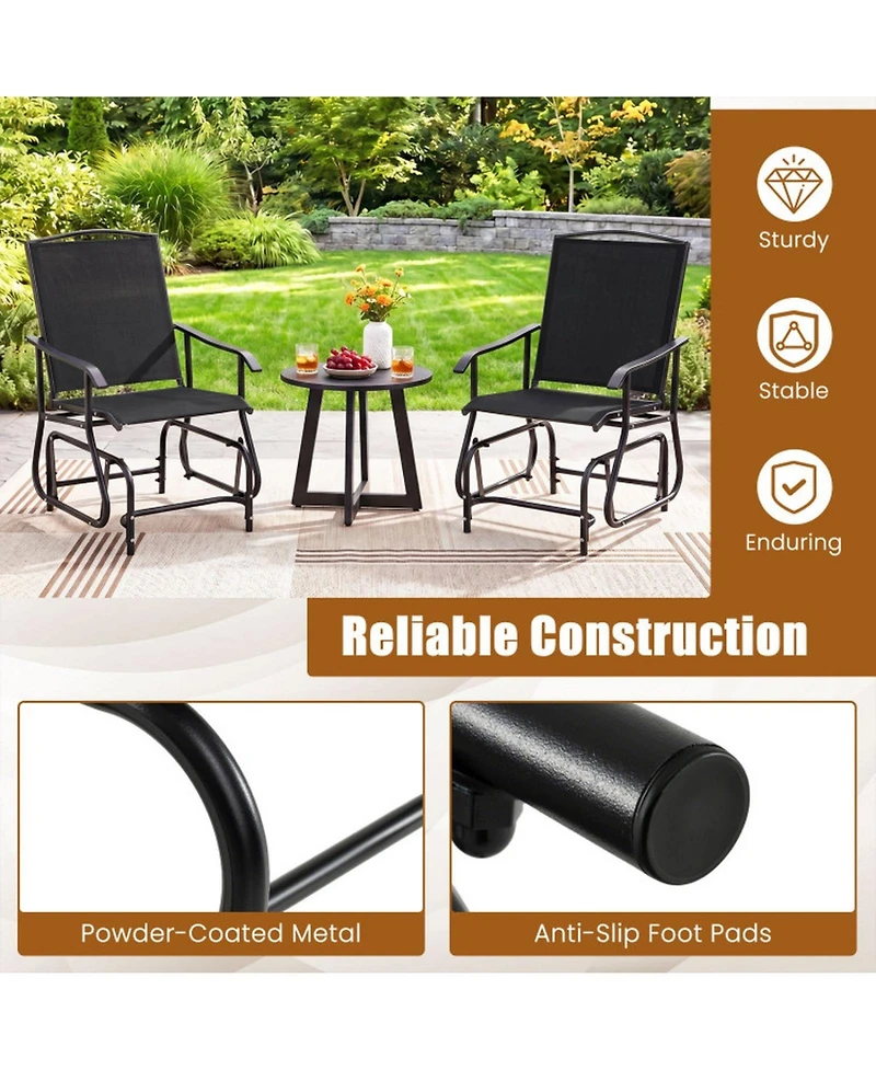 Sugift Outdoor Glider Chair with Metal Frame and Armrests