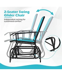 Sugift 2-Seater Outdoor Glider Bench with 2-Tier Center Table