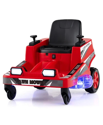 Sugift 12V Kids Ride On Mower with Led Lights and Dual Control Sticks, Ages 3-8
