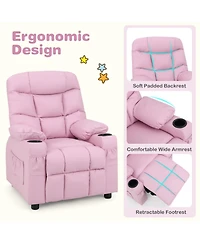 Sugift Kids Recliner Chair with Cup Holder and Footrest for Children