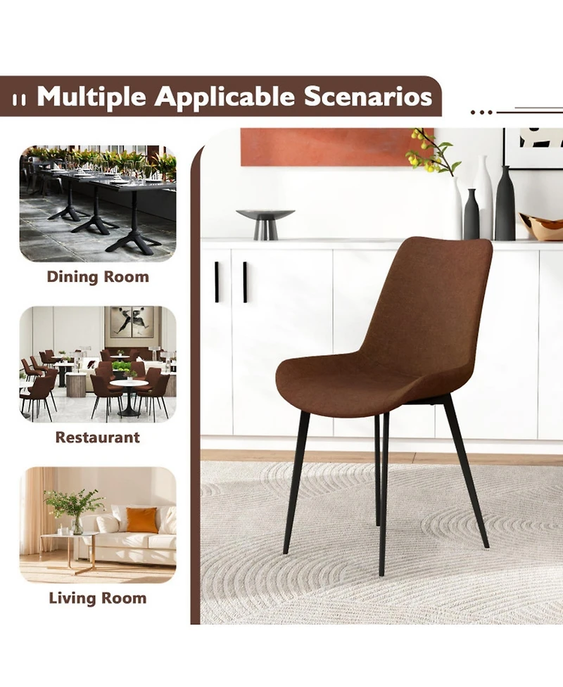 Sugift Set of 4 Upholstered Dining Chairs with Metal Legs and Padded Backs