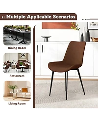 Sugift Set of 4 Upholstered Dining Chairs with Metal Legs and Padded Backs