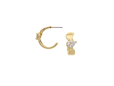 Rivka Friedman 18K Gold Plated Pear Cz Hoop Earrings