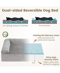 Sugift Cooling Gel Memory Foam Dog Bed for Medium Dogs with Washable Cover