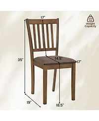 Sugift Set of 2 Upholstered Wooden Dining Chairs with Rubber Wood Frame