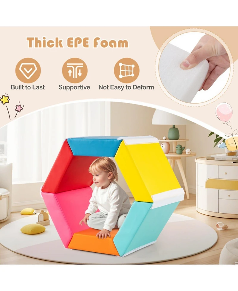 Hongge Baby Convertible Hexagon Foam Playmat, 6-Block Set