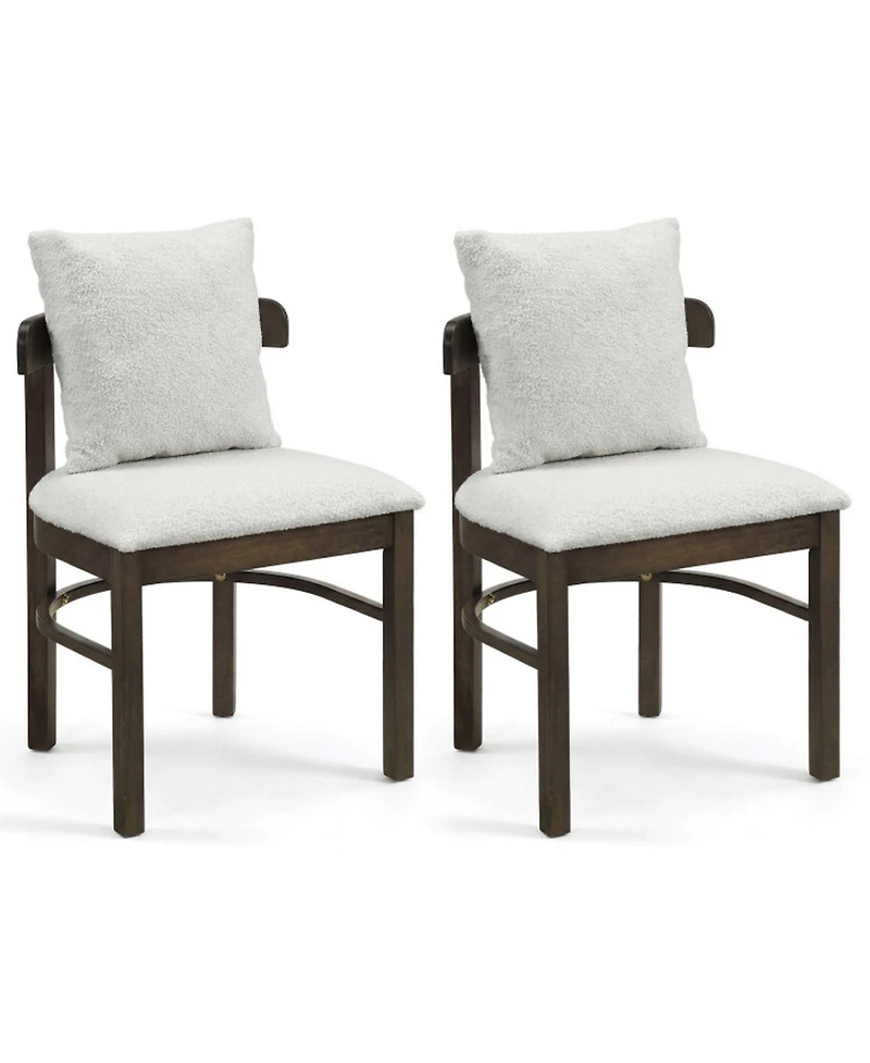 Sugift Set of 2 Fabric Upholstered Wood Dining Chairs with Removable Pillow