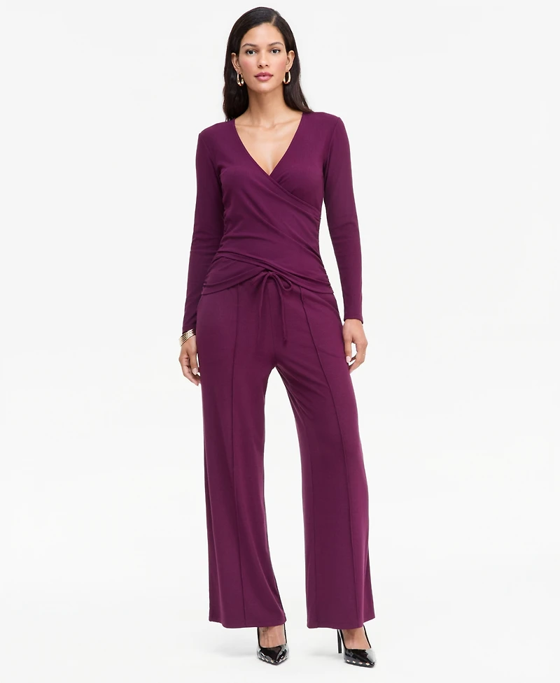 I.n.c. International Concepts Women's Rib-Knit Wide-Leg Pull-On Pants, Macy's Exclusive