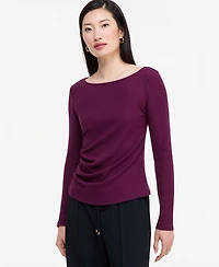 I.n.c. International Concepts Women's Long Sleeve Rib-Knit Boat Neck Top, Macy's Exclusive
