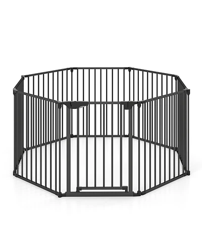 Sugift 8-Panel Extra Wide Baby Gate Adjustable Pet Safety Fence With Auto-Close Door