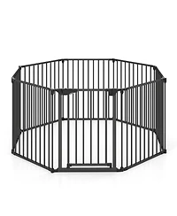 Sugift 8-Panel Extra Wide Baby Gate Adjustable Pet Safety Fence With Auto-Close Door